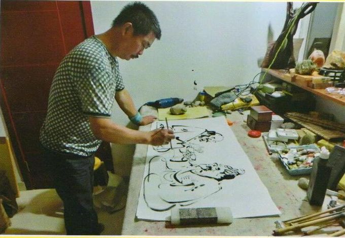 2013年刘厚林带领石雕大师王家顺